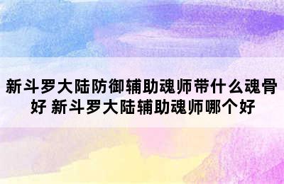 新斗罗大陆防御辅助魂师带什么魂骨好 新斗罗大陆辅助魂师哪个好